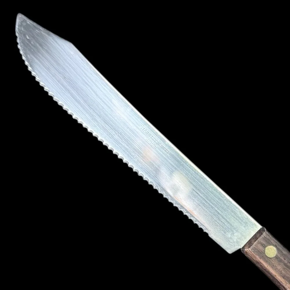 Serrated‎ Butcher Knife Stainless Steel Japan Wood Handle